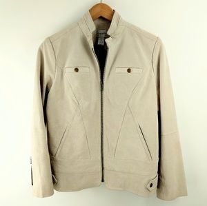 Chico's | 100% Leather Ivory Jacket Moto Style